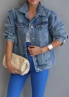 MAVİ Omuz Detay Jean Ceket