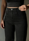Siyah Cep Taş Detay Jean