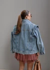 MAVİ Omuz Detay Jean Ceket