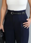 Lacivert Kemerli Havuç Pantolon