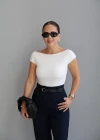 Ekru Kayık Yaka Body