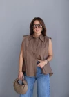 Mocha Vatkalı Kolsuz Gömlek