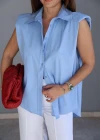 MAVİ Vatkalı Kolsuz Gömlek