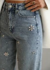 MAVİ Taş Detay Mom Jean