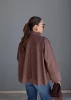 Kahverengi Büzgü Detay Gömlek Ceket