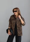 Kahverengi Leopar Desen Gömlek Ceket