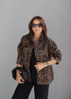 Kahverengi Leopar Desen Gömlek Ceket