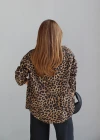 Kahverengi Leopar Desen Gömlek Ceket