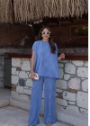 MAVİ Jakarlı Bluz Pantolon Takım