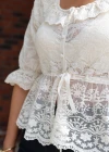Ekru Dantel Bağlamalı Bluz
