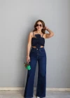 Koyu Lacivert Lycralı Straight Jean Pantolon