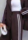 Acı Kahverengi Şerit Detay Blazer Pantolon Takım