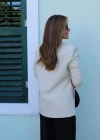 Açık Beige Kemer Detay Blazer Ceket