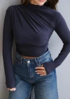 Antrasit Büzgü Detay Bluz