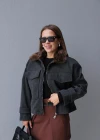 Anthracite Collar Fur Detail Jacket