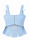 BEBE MAVİ Askısı Bağlamalı Parça Detay Crop Bluz