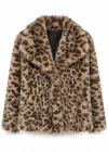 Beige Premium Leopar Desen Kürk