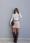 BEIGE Suede Skirt