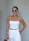 White Strappy Crop