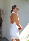 White Cross Neck Detail Blouse