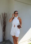 White Cross Neck Detail Blouse