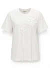 Beyaz Çiçek Detay Tshirt