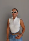 Beyaz Dik Yaka Body