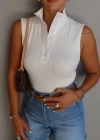 Beyaz Dik Yaka Body