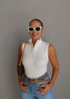 Beyaz Dik Yaka Body