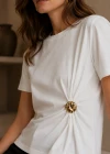 Beyaz Gold Tokalı Tshirt