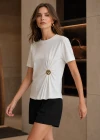 Beyaz Gold Tokalı Tshirt