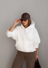 Beyaz Kapüşonlu Sweat