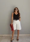Beyaz Kemerli Bermuda Şort