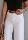 Beyaz Kemerli Cropped Jean