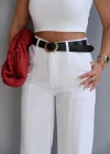 Beyaz Kemerli Jean Pantolon
