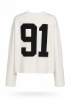 Beyaz Rakam Baskı Detay Modal Sweatshirt