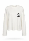 Beyaz Rakam Baskı Detay Modal Sweatshirt