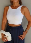 Beyaz Sırt Detay Crop