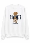 Beyaz Teddy Nakış Detay Sweat