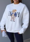 Beyaz Teddy Nakış Detay Sweat