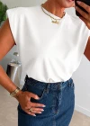 Beyaz Vatkalı Basic Tshirt