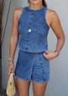 Bluz Şort Etek Jean Takım