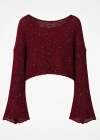 Bordo Pullu Merserize Crop Bluz