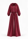 Bordo Oversize Pantolonlu Takım