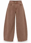 Camel Beli Lastikli Balon Jean Pantolon