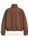 Camel Cep Detay Süet Bomber Ceket