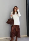 Dantel Detay Saten Etek