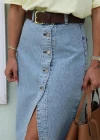 Düğme Detay Jean Etek
