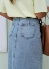 Düğme Detay Jean Etek