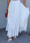 Ekru Fırfır Detay Tül Etek